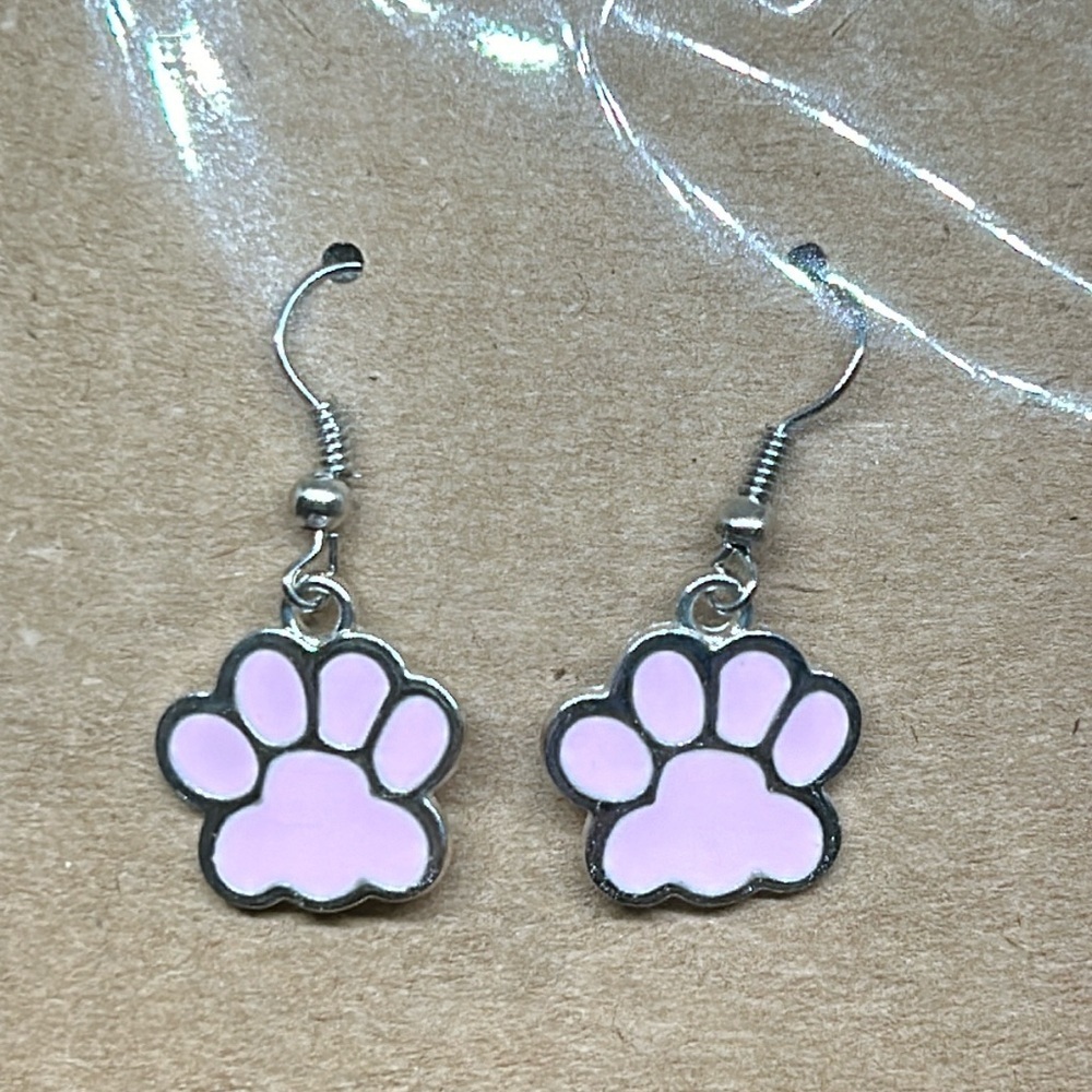 Paw Print Earrings - pink